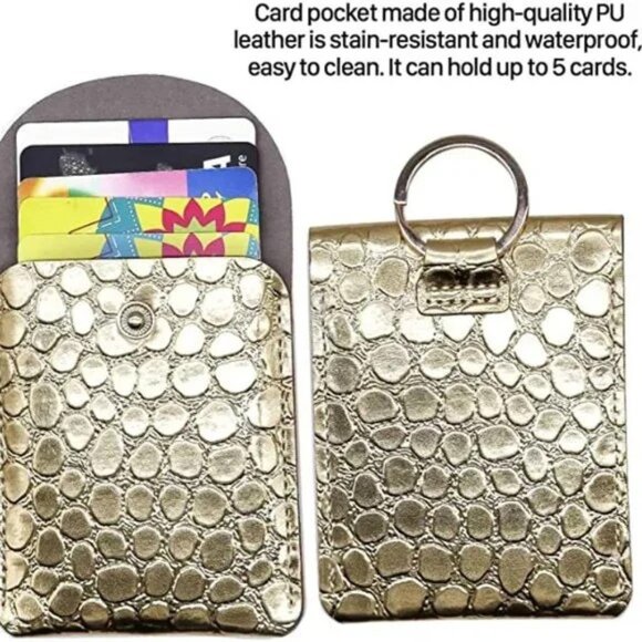 3 Piece Keyring Bracelet Set with Tassel and Card Holder. Black Gold and Silver - Picture 5 of 5